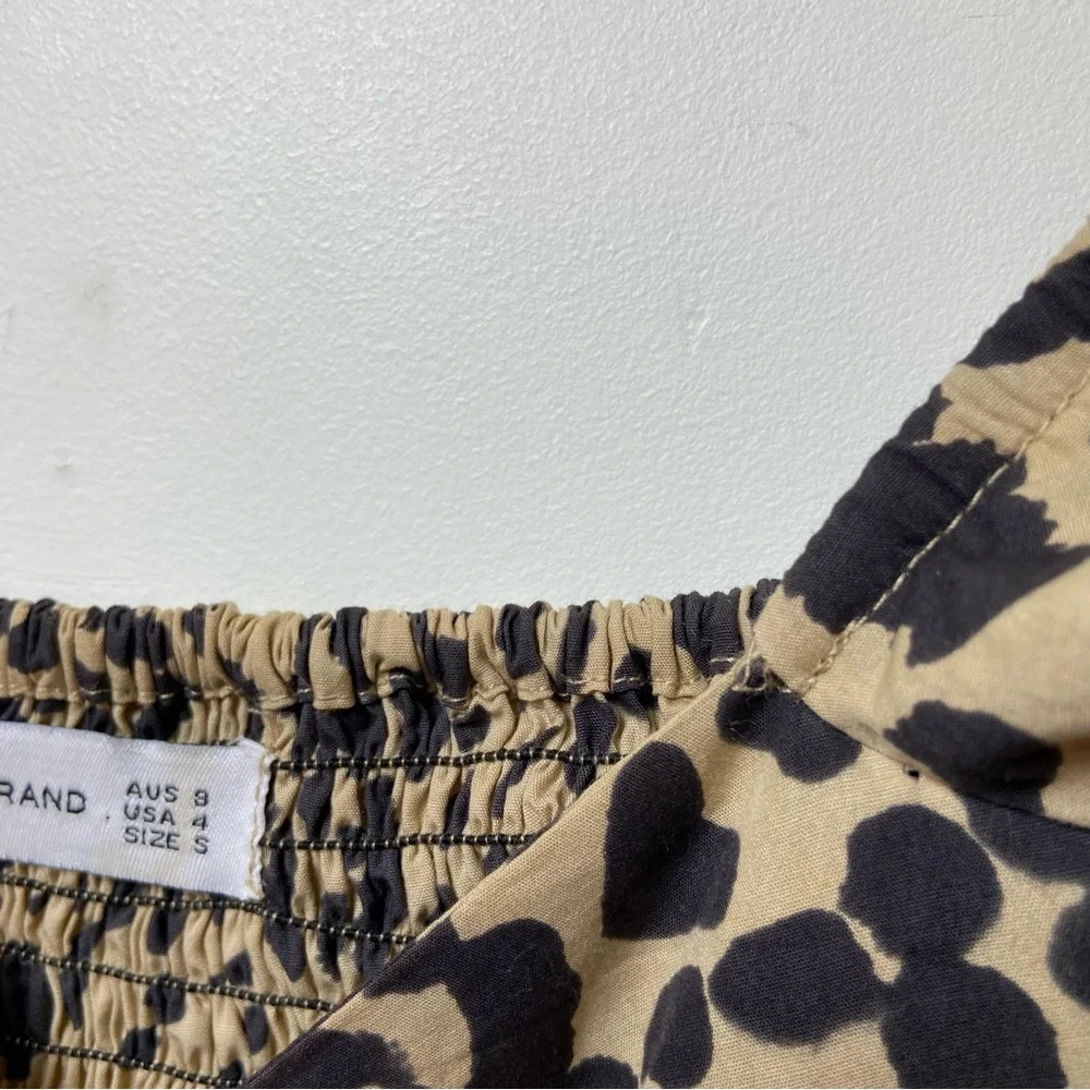 Faithfull The Brand Shamari Animal Print Tulienne Mini Dress Small Animal Print